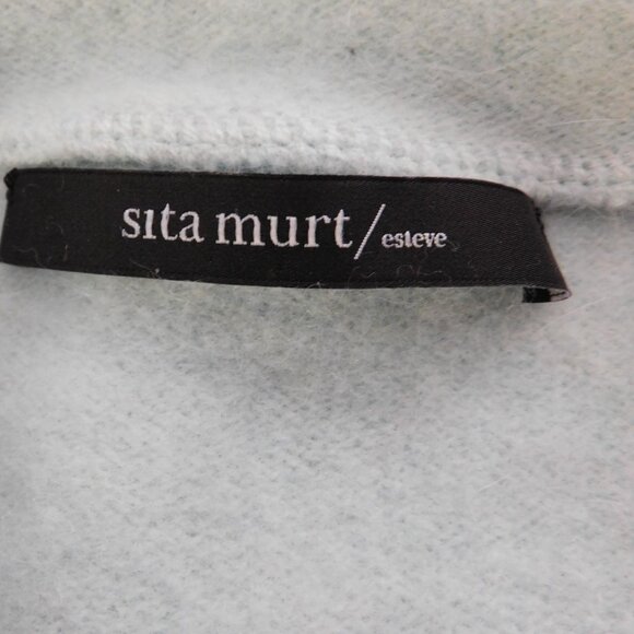 Sita Murt Womens Sweater Extra fine wool Angora Color Block Gray Green 48 Medium - Picture 3 of 6